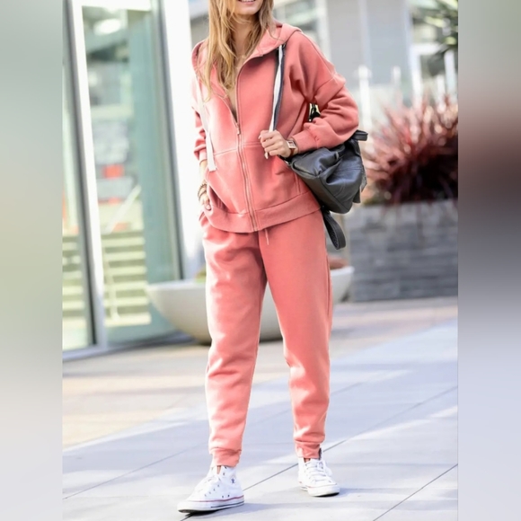 NEW! FABULOUS Dark Olive Fleece Zipper Hoodie Jacket & Jogger Pants 2PC … - Picture 4 of 9